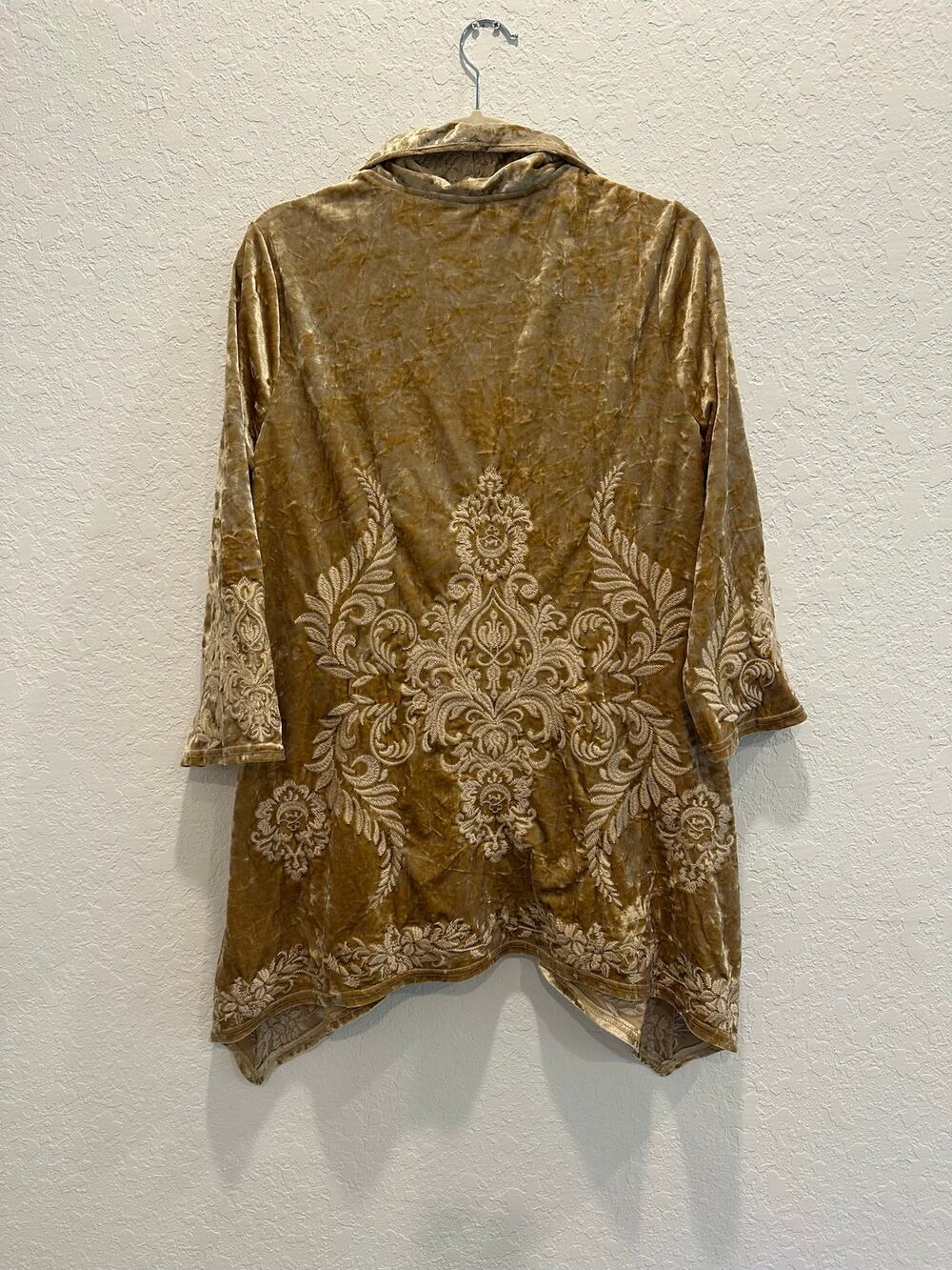 Embroidered Velvet Burn Out Cardigan Women Small Boho Western Cowgirl Fairy 90s